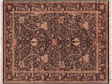 handmade Traditional Ashad Black Green Hand Knotted RECTANGLE 100% WOOL area rug 6x9